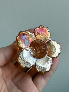 Marigold Daisy Carnival Glass Small Vintage 1.5x2.5x2.5" Taper Candle Holder